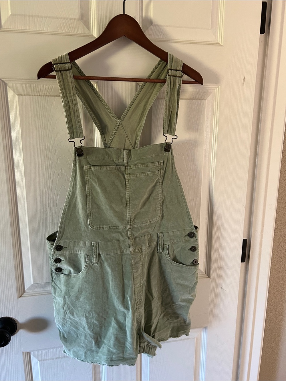 Carve Designs Sage Green Short Overalls